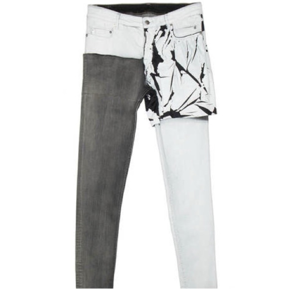 【 Luxury Designer | 35% OFF】Rick Owens Tyrone Collage Pants in White/Black 34